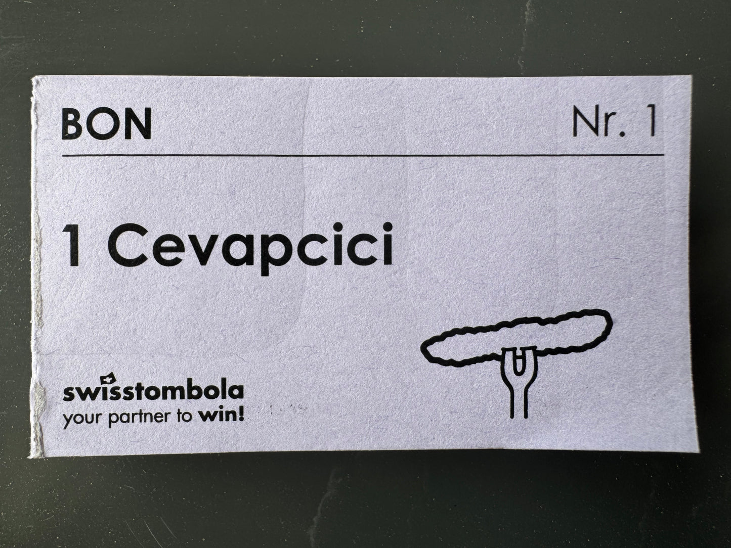100 Gutscheine am Block, nummeriert, 1 Cevapcici