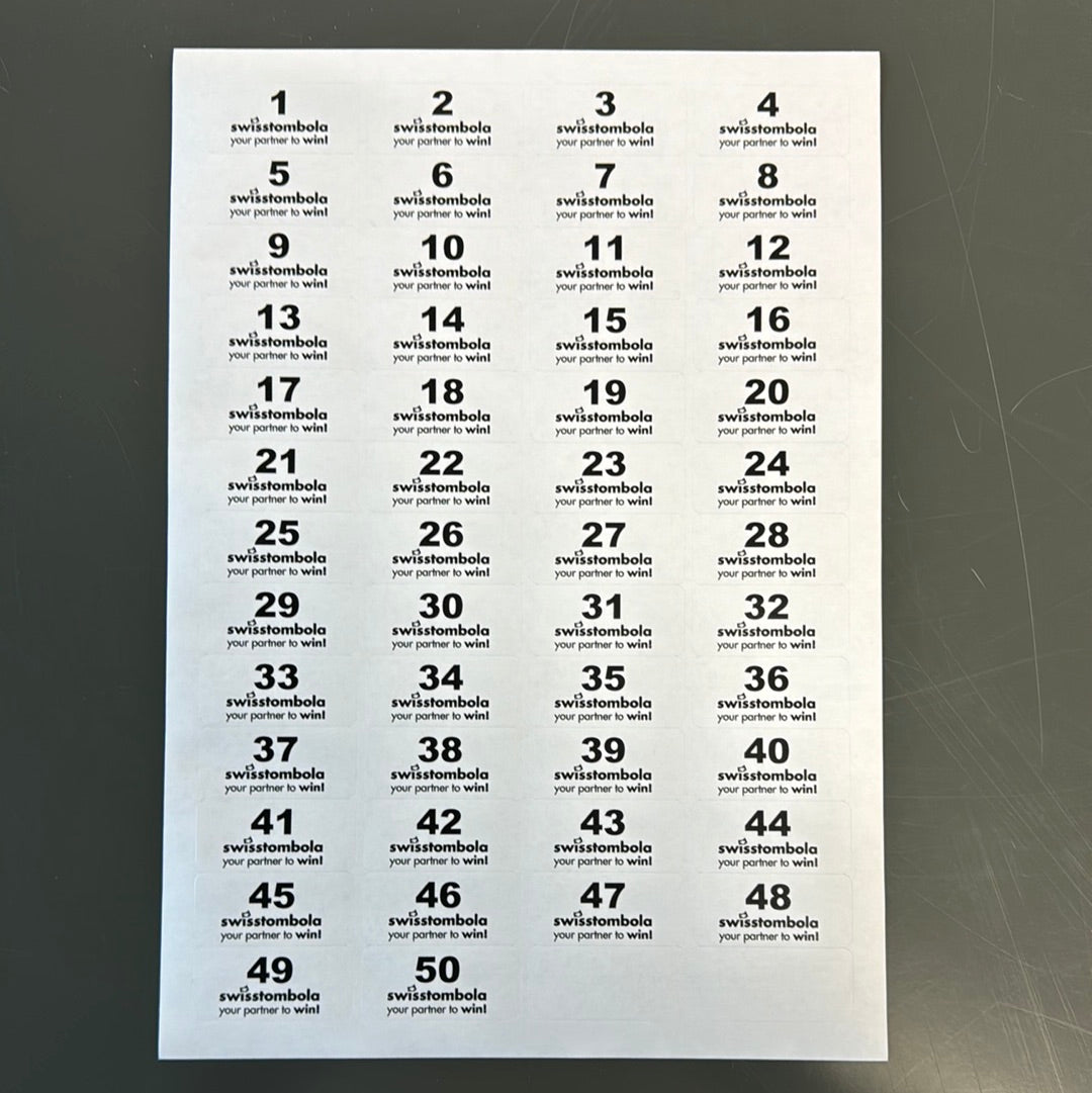 Tisch-/Sitznummern selbstklebend (50 Nr. pro Bogen)