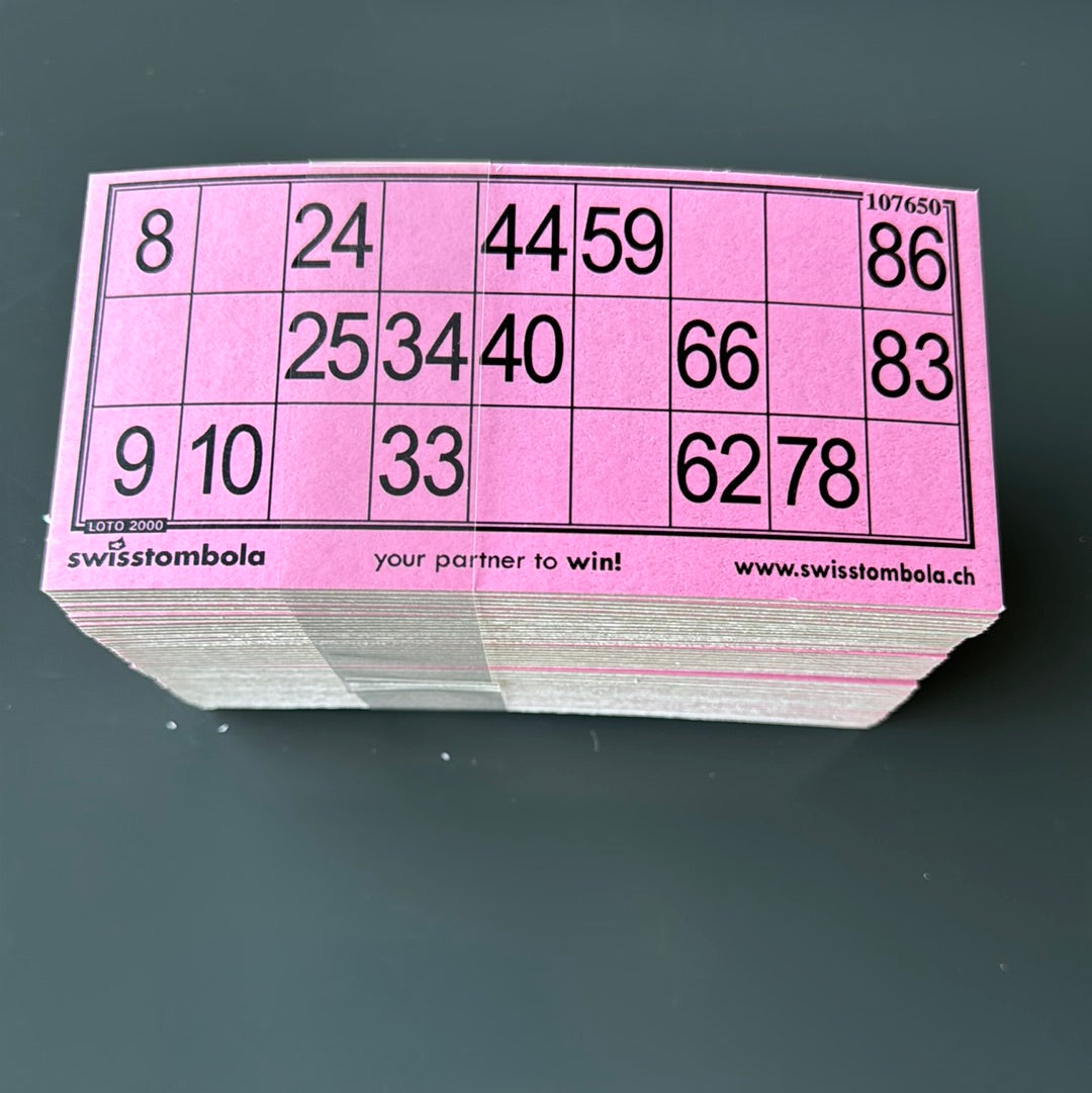 100 Lotto Karten plastifiziert 15 aus 90, 148.5 x 70 mm