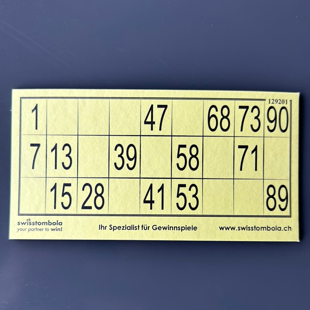 100 Lotto Karten plastifiziert 15 aus 90, 148.5 x 70 mm