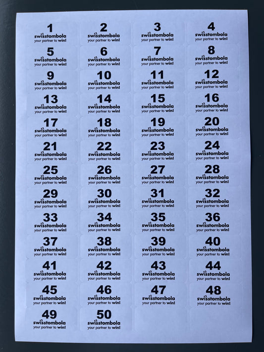 50 Aufklebe-Nummern (50 Nr. pro Bogen)