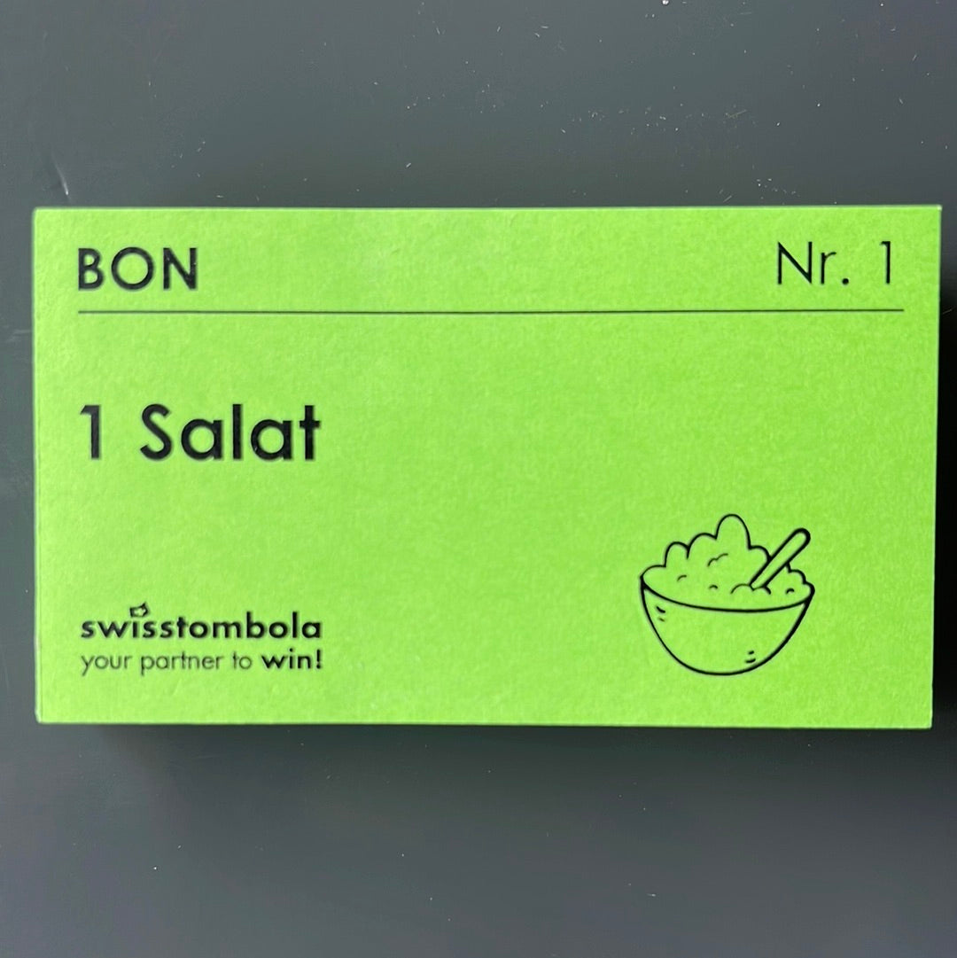 100 Gutscheine am Block, nummeriert, 1 Salat