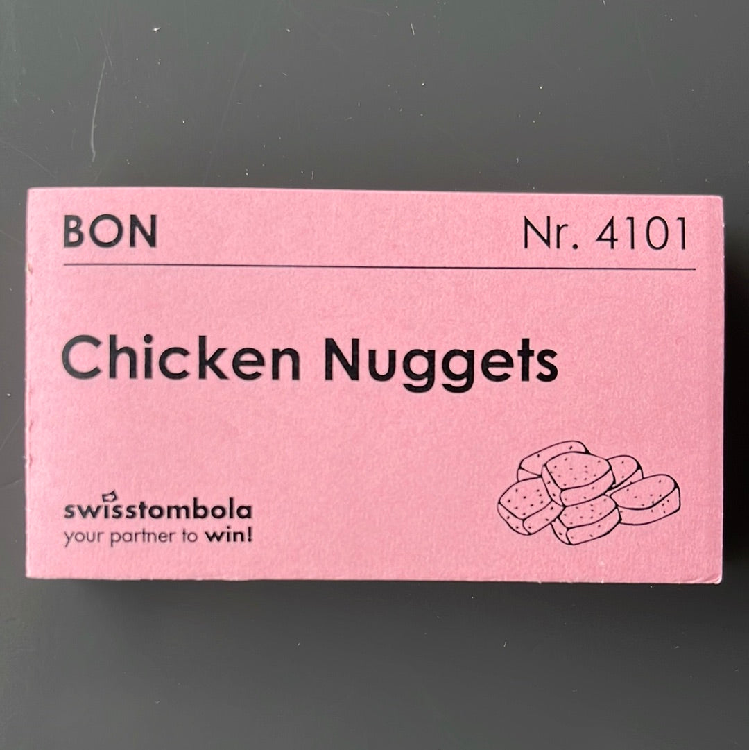 100 Gutscheine am Block, nummeriert, Chicken Nuggets