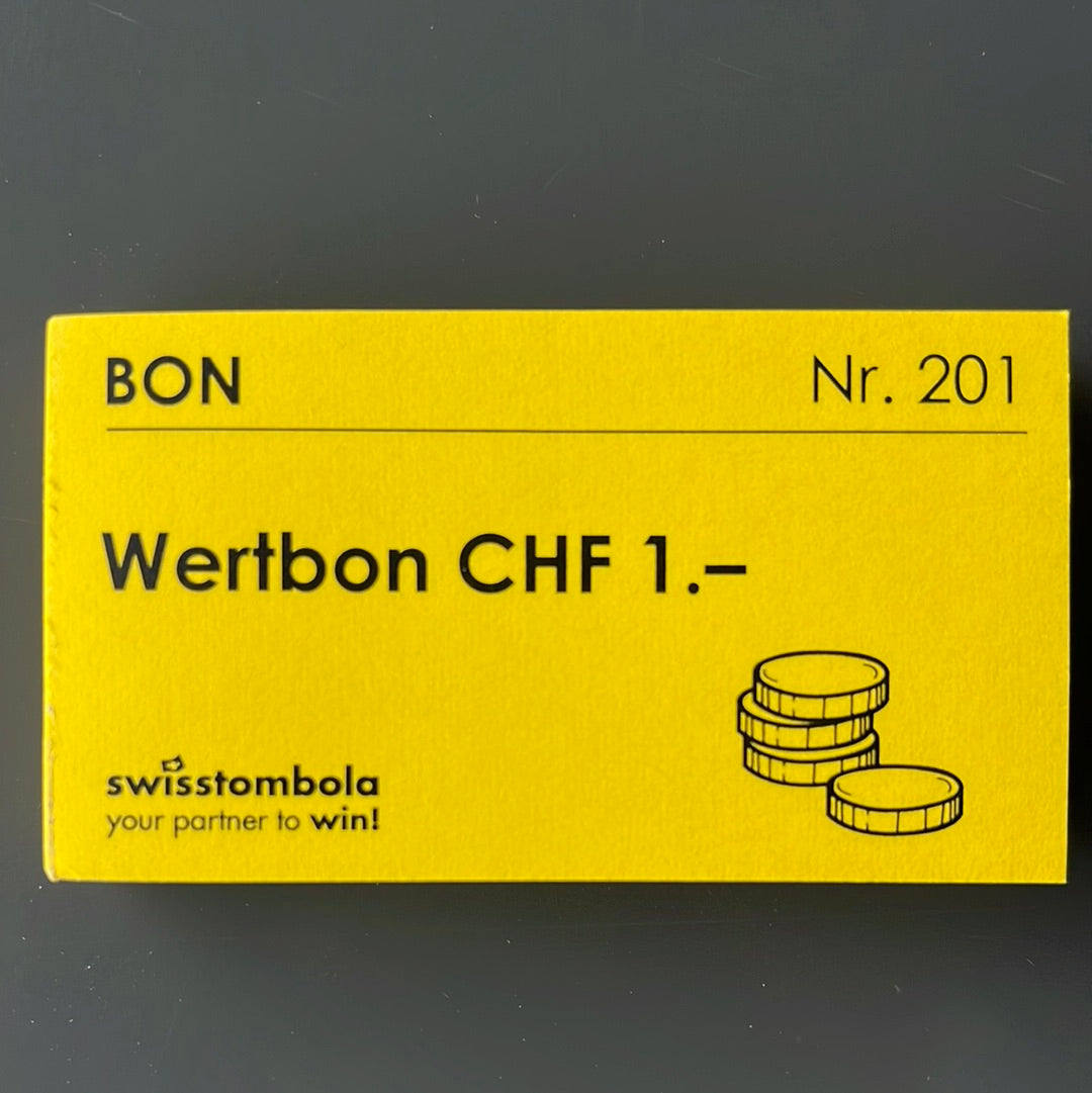 100 Gutscheine am Block, nummeriert, Wertbon CHF 1.-