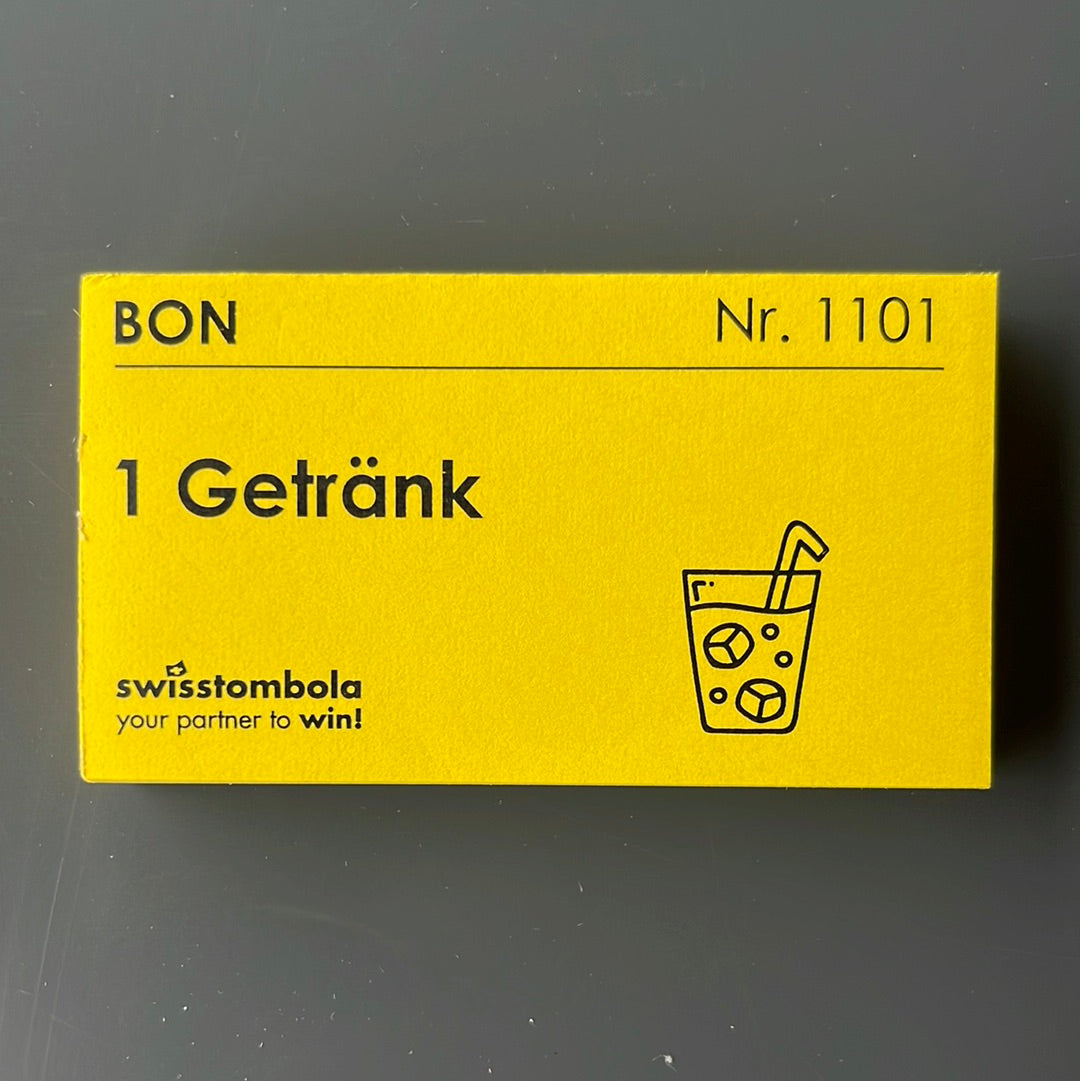 100 Gutscheine am Block, nummeriert, 1 Getränk