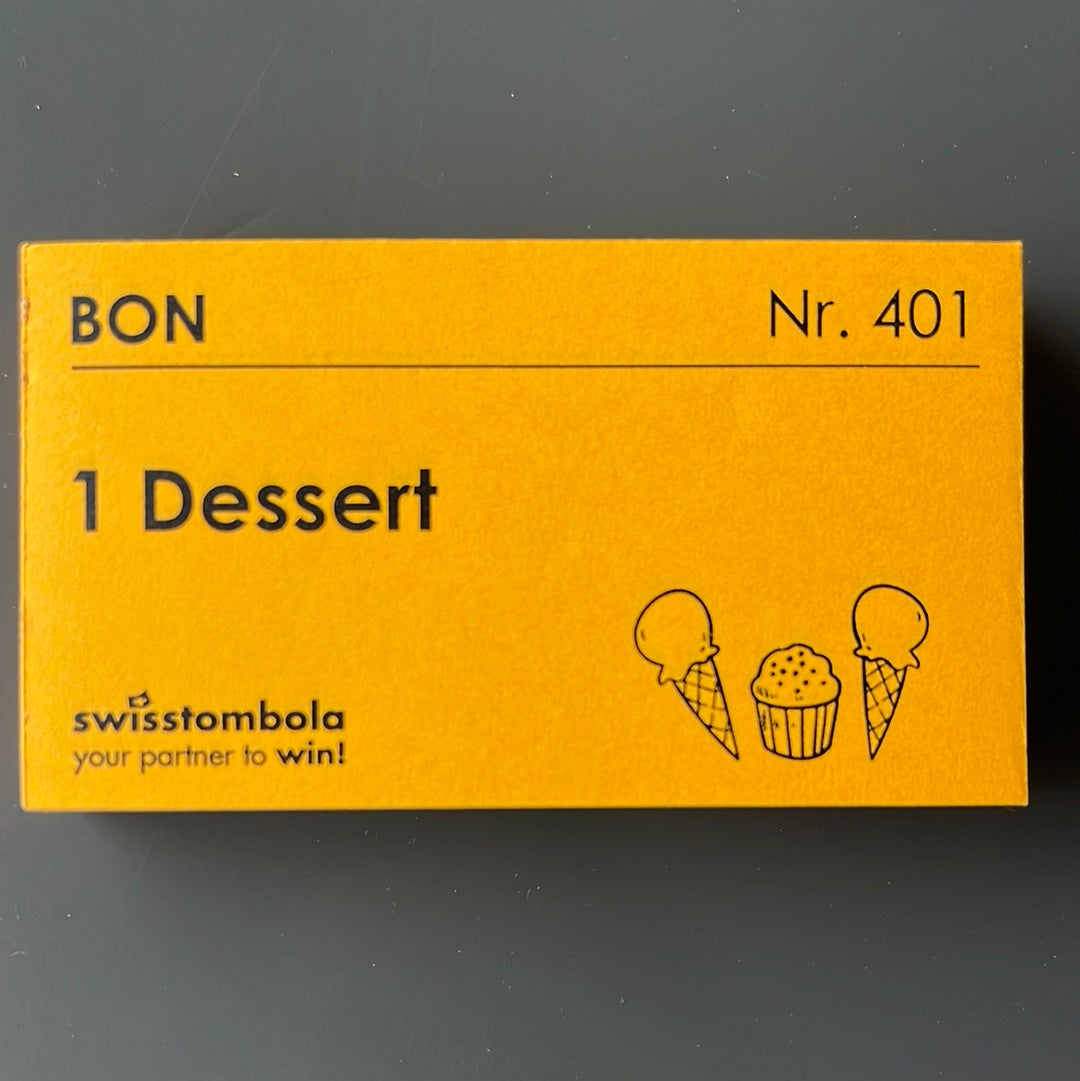 100 Gutscheine am Block, nummeriert, 1 Dessert