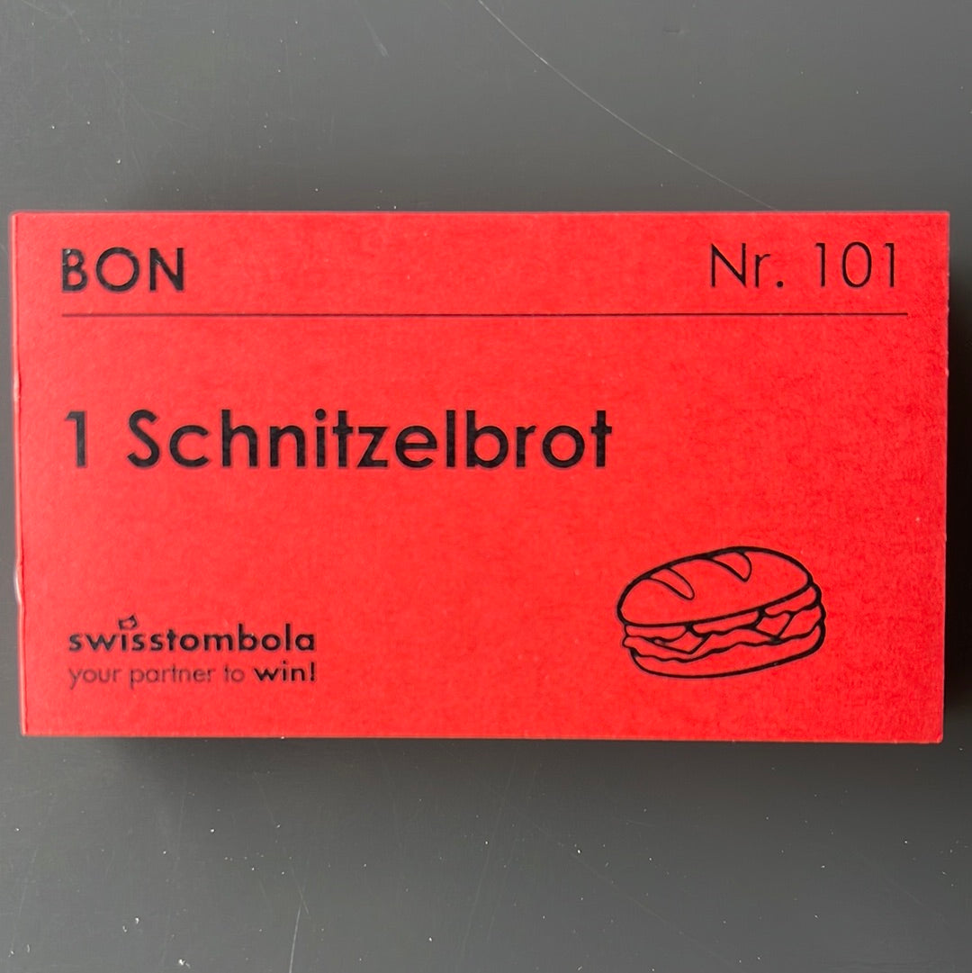 100 Gutscheine am Block, nummeriert, 1 Schnitzelbrot