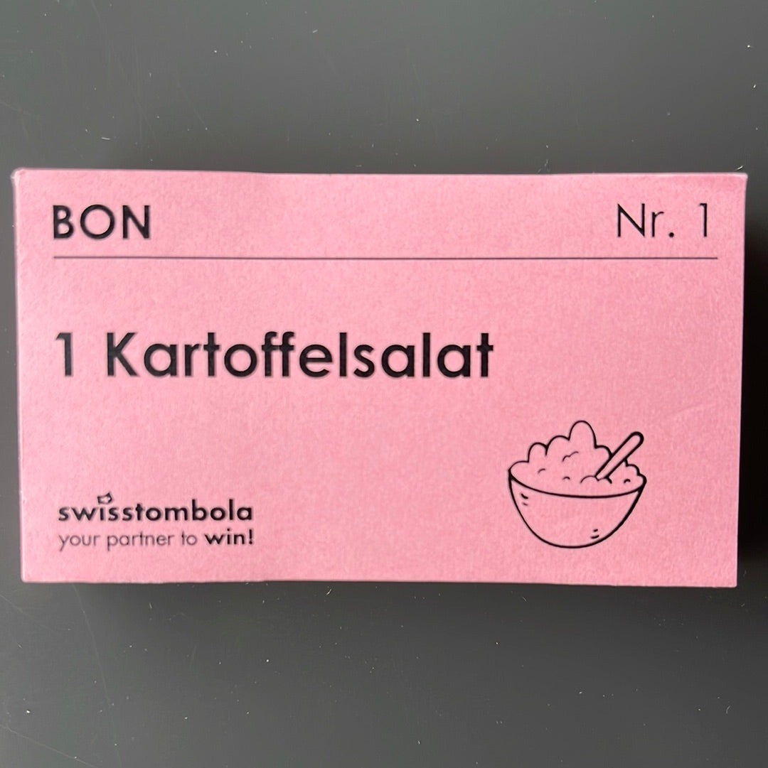 100 Gutscheine am Block, nummeriert, 1 Kartoffelsalat