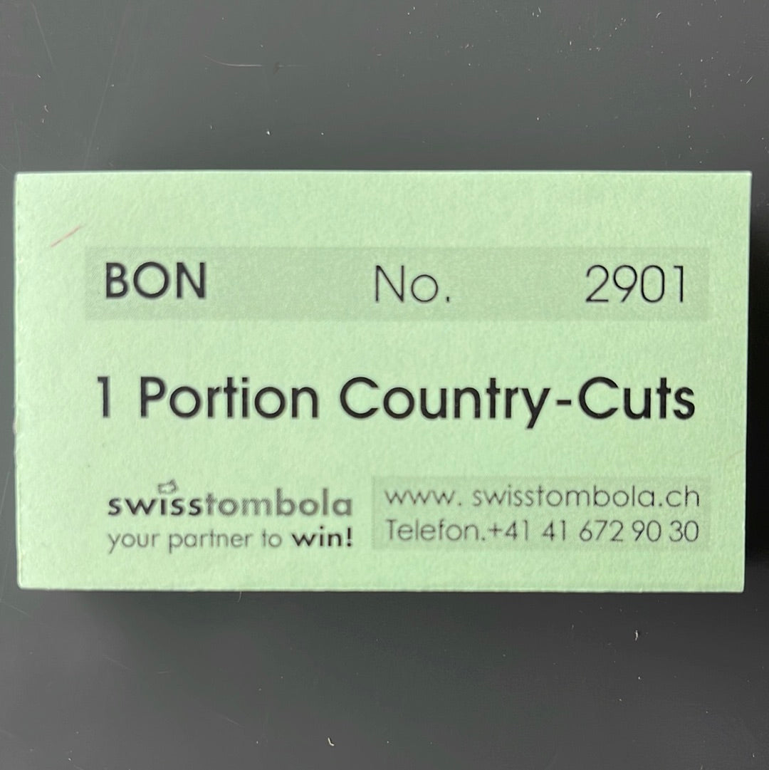 100 Gutscheine am Block, nummeriert, 1 Portion Country-Cuts