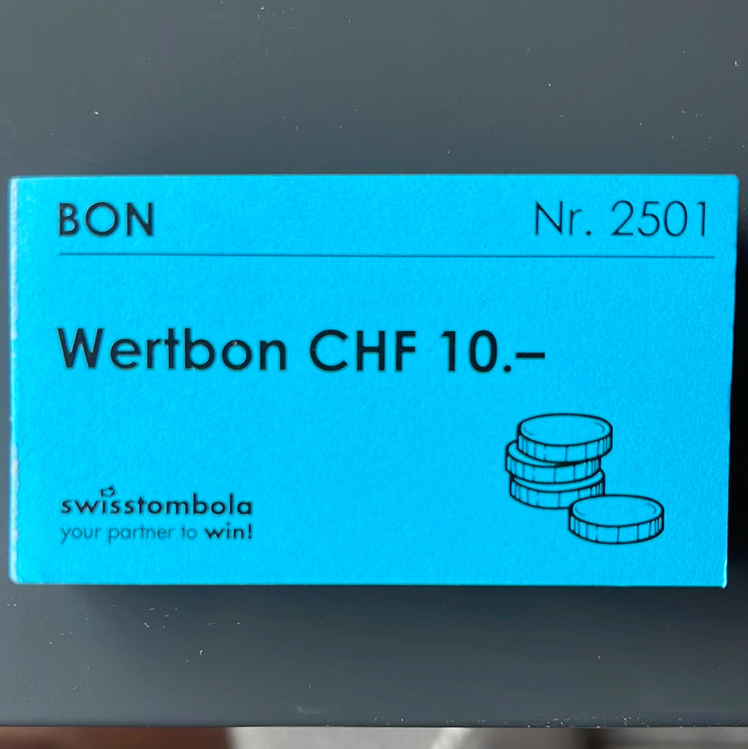 100 Gutscheine am Block, nummeriert, Wertbon CHF 10.-