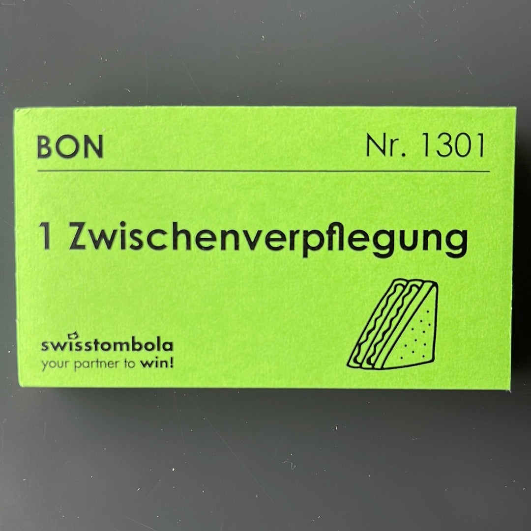 100 Gutscheine am Block, nummeriert, 1 Zwischenverpflegung