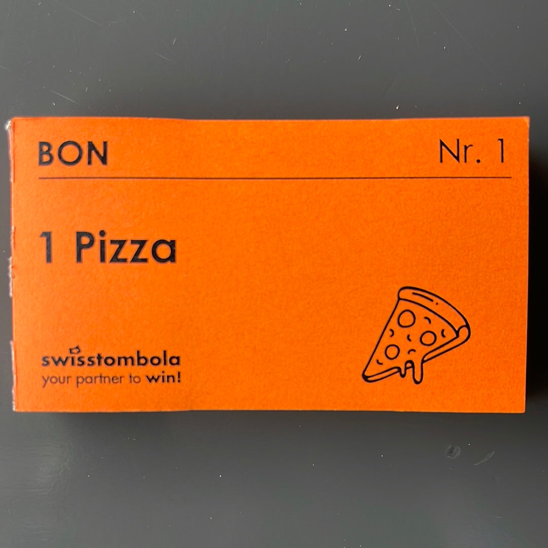 100 Gutscheine am Block, nummeriert, 1 Pizza