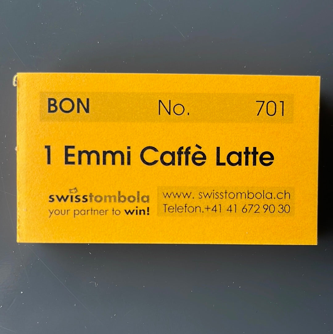 100 Gutscheine am Block, nummeriert, 1 Emmi Caffè Latte
