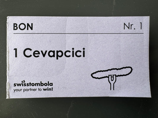 100 Gutscheine am Block, nummeriert, 1 Cevapcici