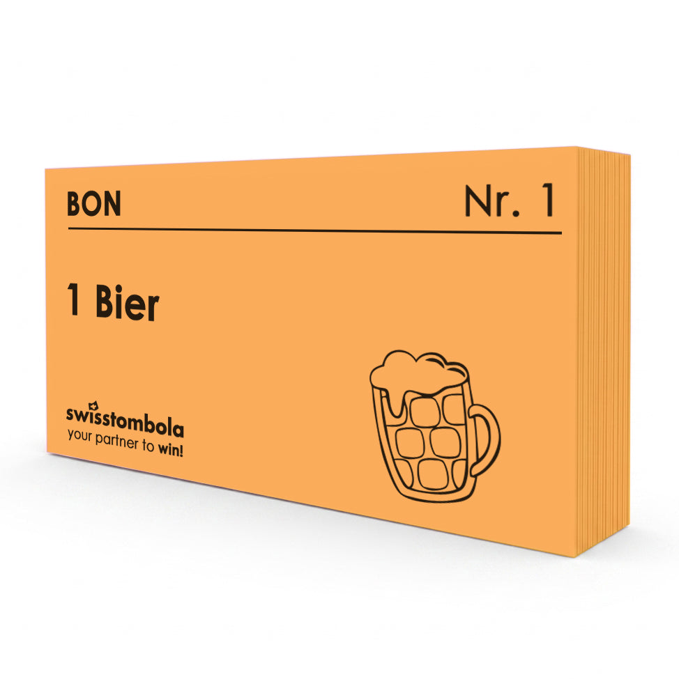 100 Gutscheine am Block, nummeriert, 1 Bier