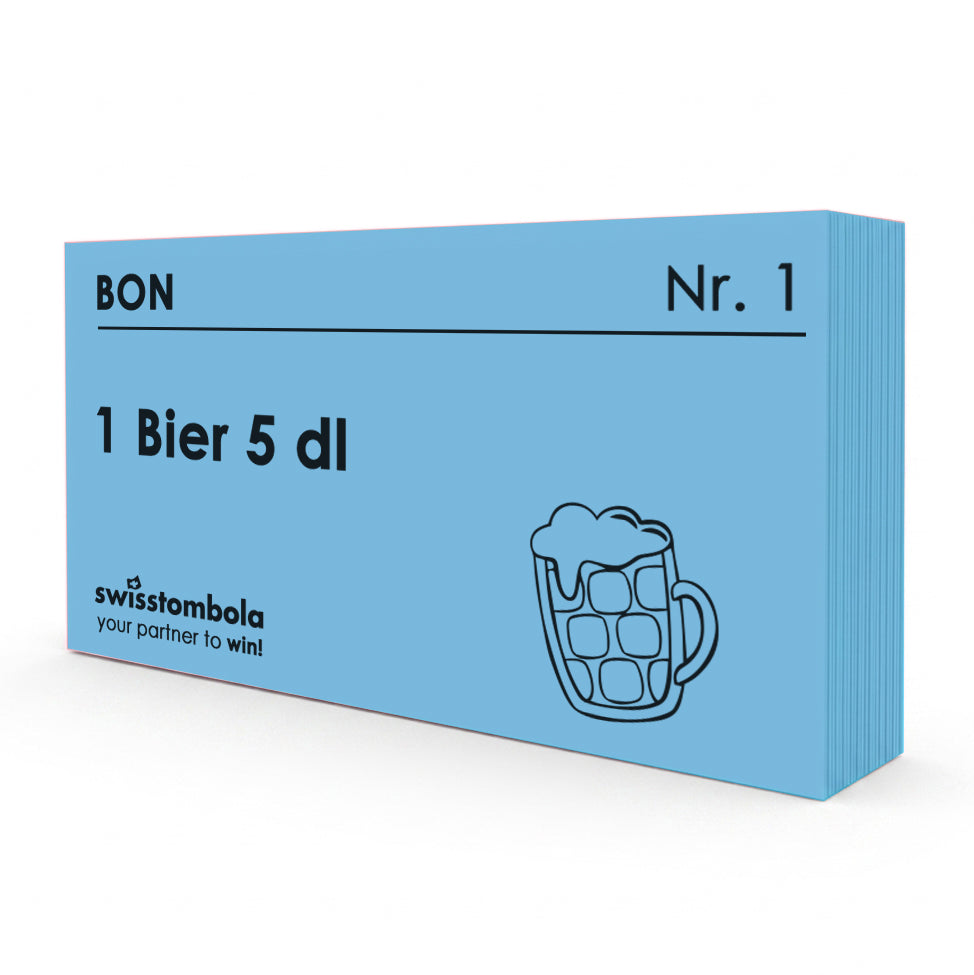100 Gutscheine am Block, nummeriert, 1 Bier 5 dl