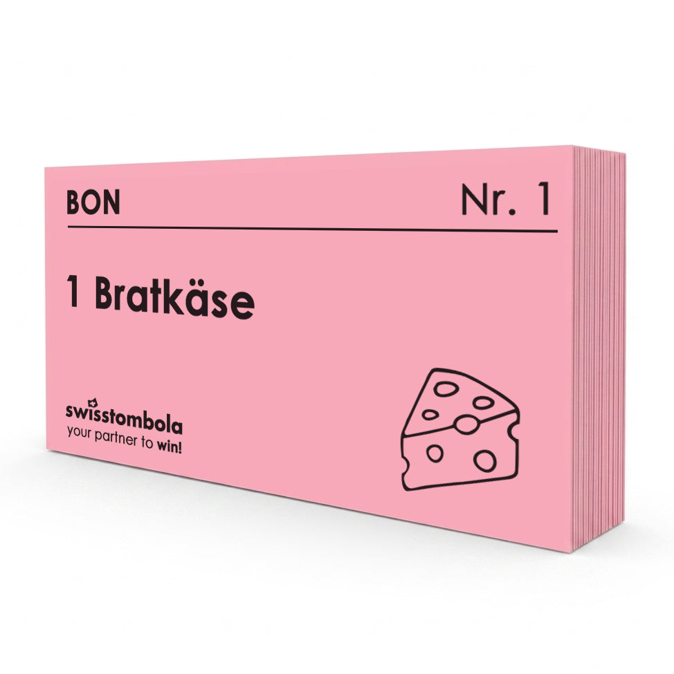 100 Gutscheine am Block, nummeriert, 1 Bratkäse