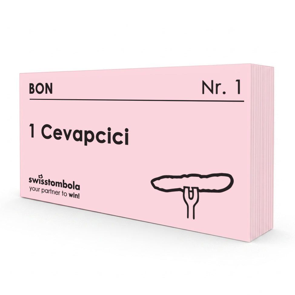 100 Gutscheine am Block, nummeriert, 1 Cevapcici