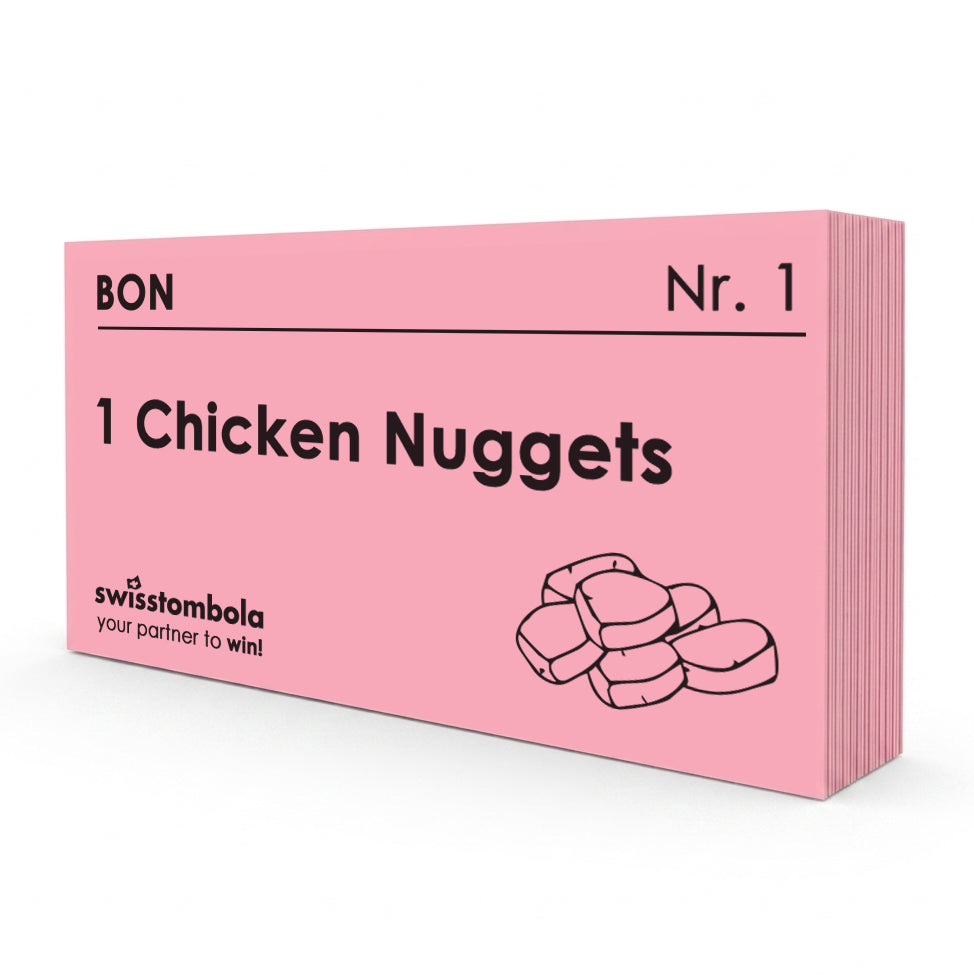 100 Gutscheine am Block, nummeriert, Chicken Nuggets