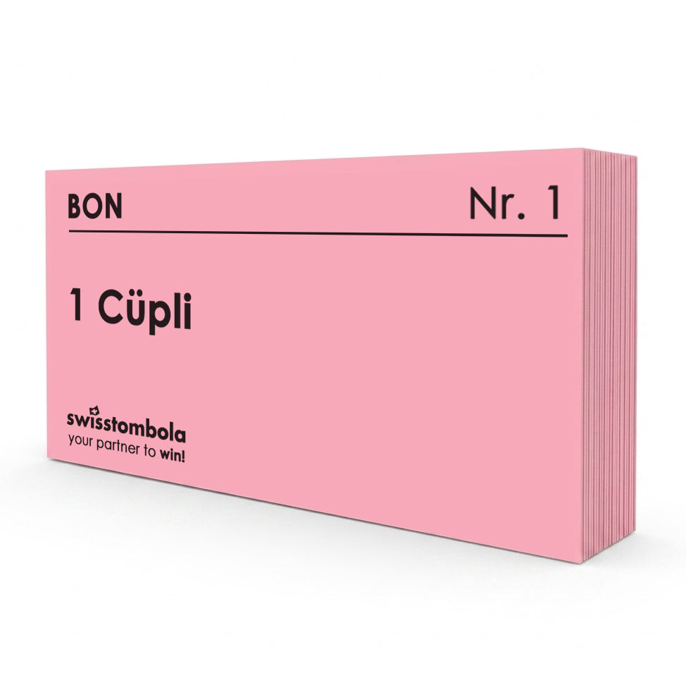 100 Gutscheine am Block, nummeriert, 1 Cüpli