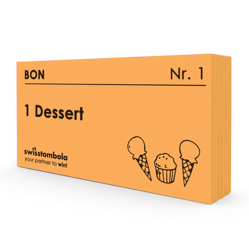 100 Gutscheine am Block, nummeriert, 1 Dessert