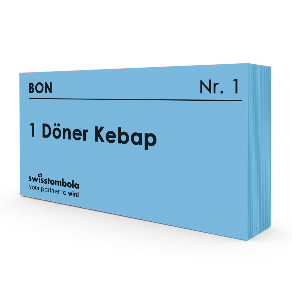100 Gutscheine am Block, nummeriert, 1 Döner Kebab