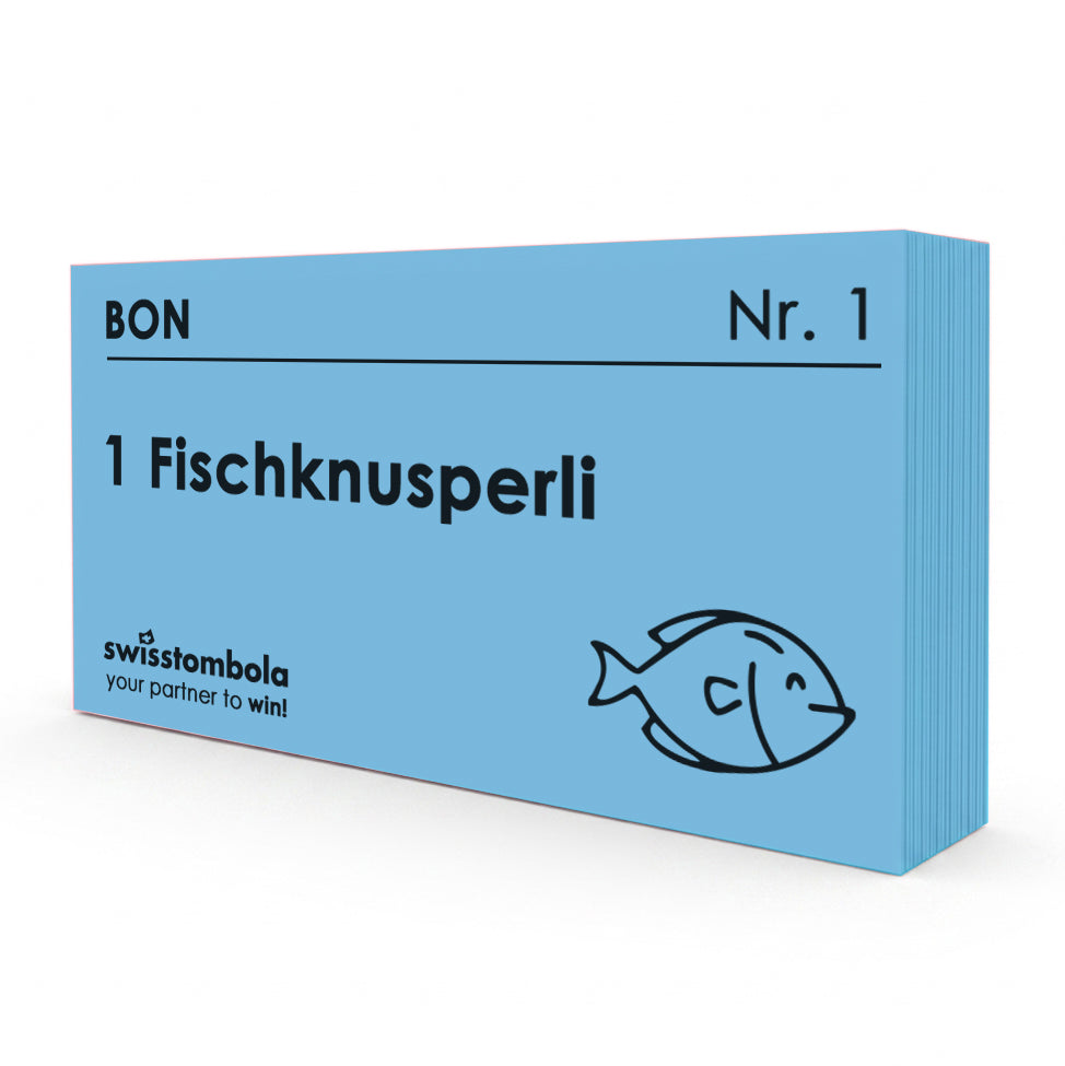 100 Gutscheine am Block, nummeriert, 1 Fischknusperli