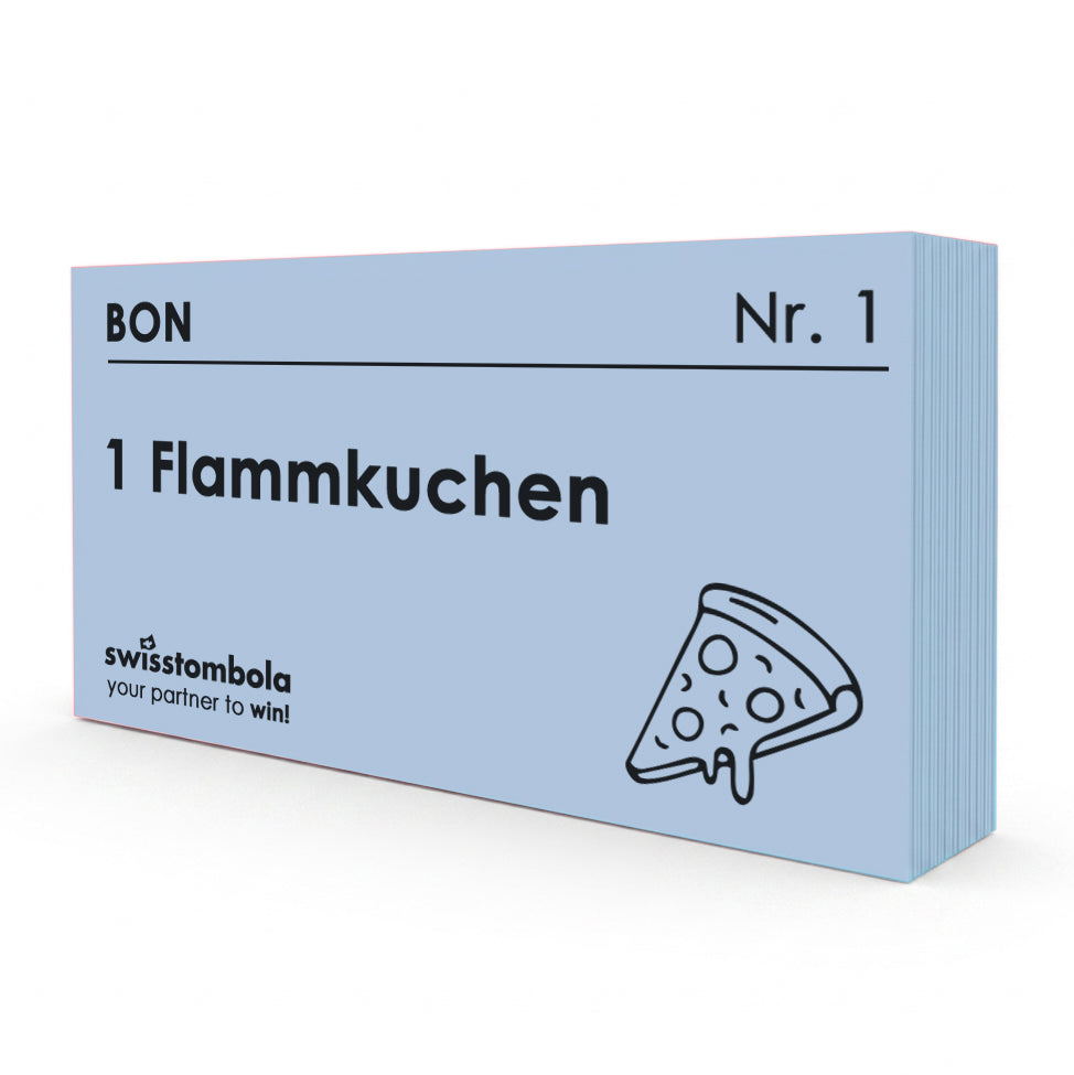 100 Gutscheine am Block, nummeriert, 1 Flammkuchen