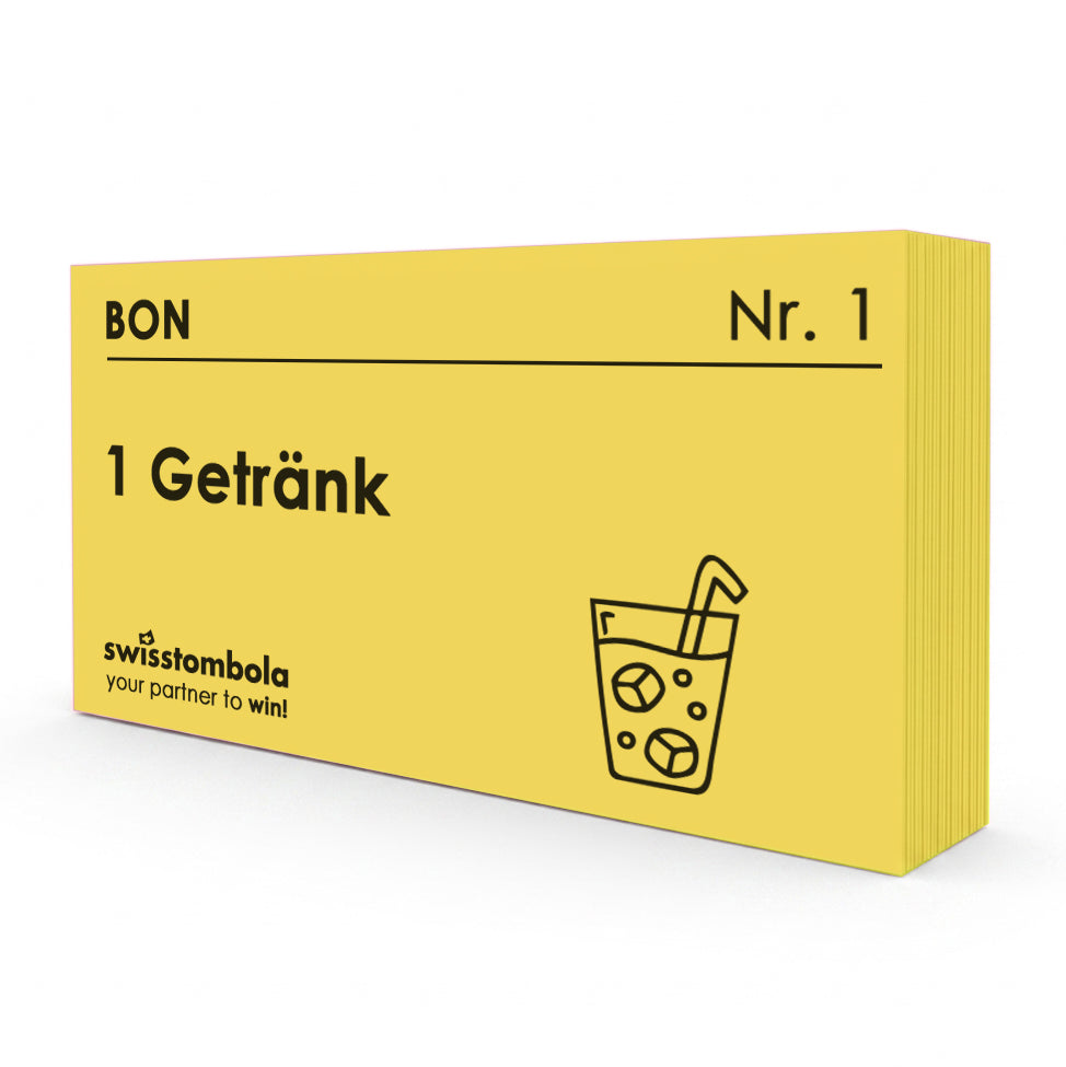 100 Gutscheine am Block, nummeriert, 1 Getränk