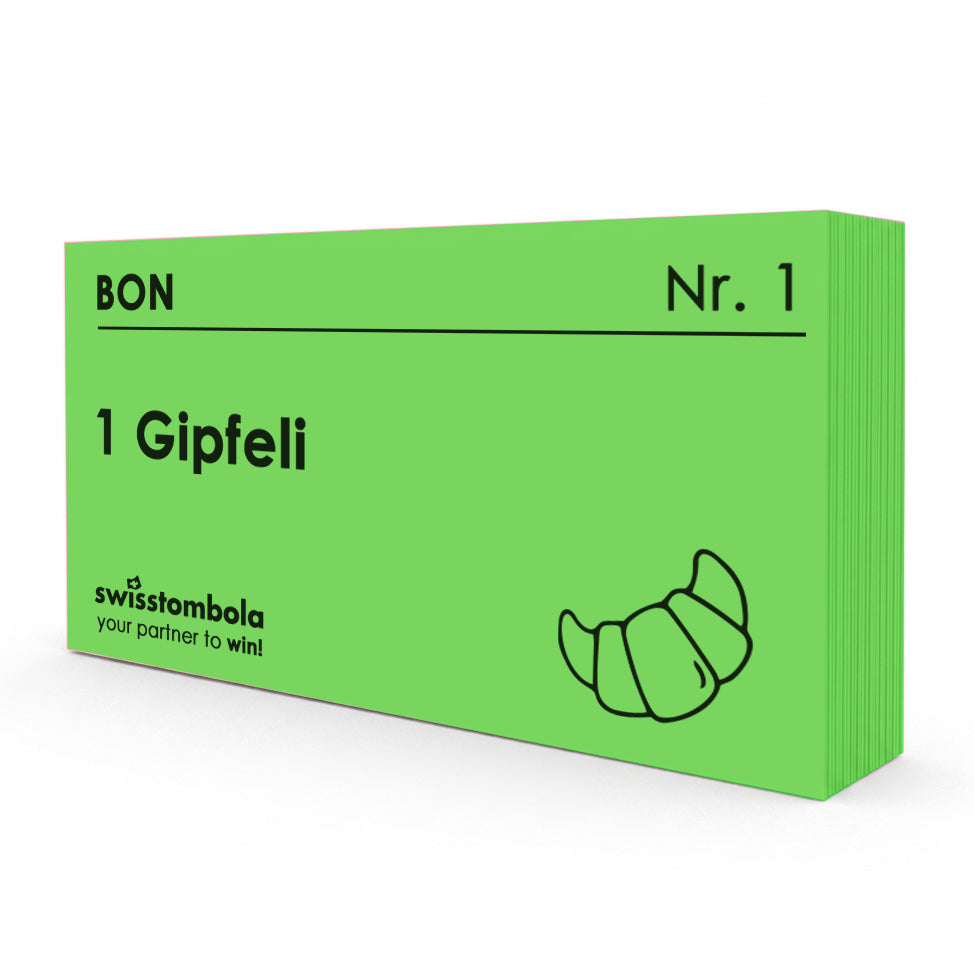 100 Gutscheine am Block, nummeriert, 1 Gipfeli