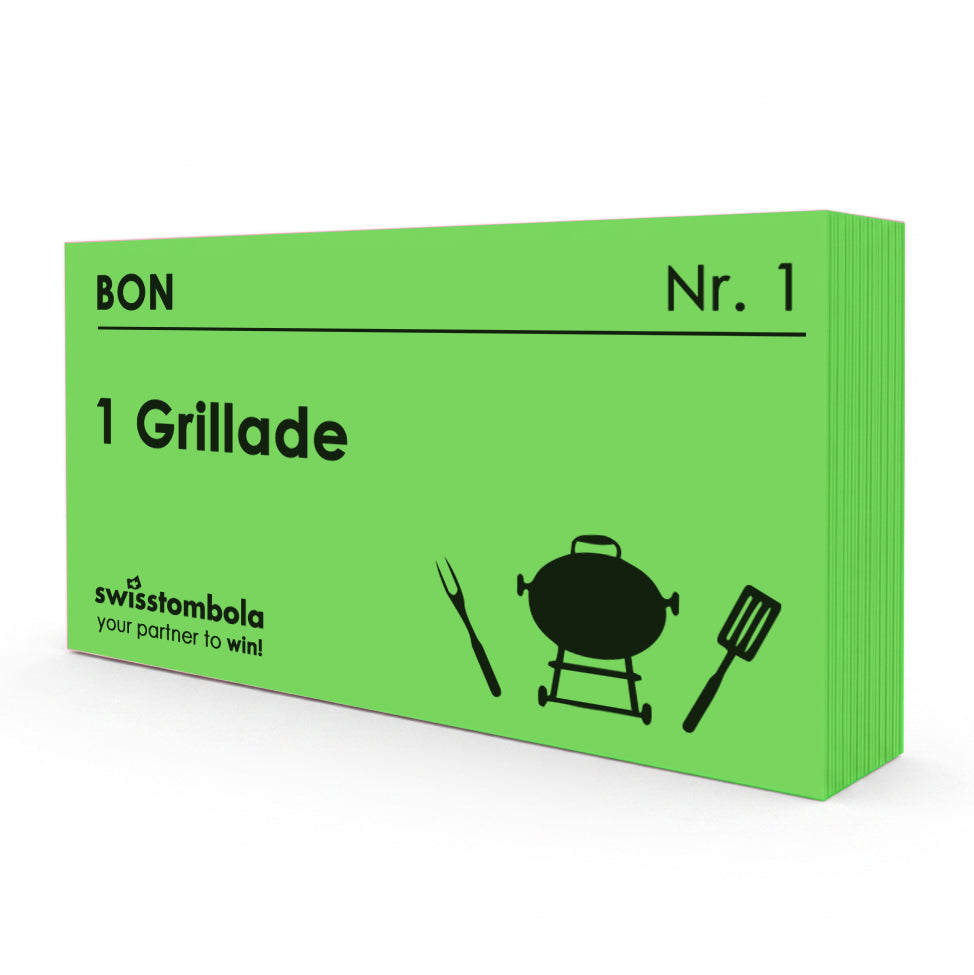 100 Gutscheine am Block, nummeriert, 1 Grillade