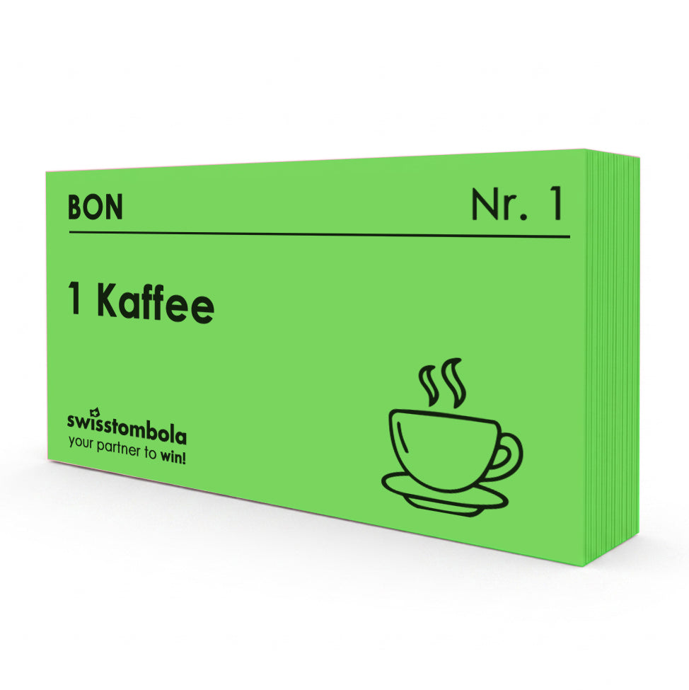 100 Gutscheine am Block, nummeriert, 1 Kaffee