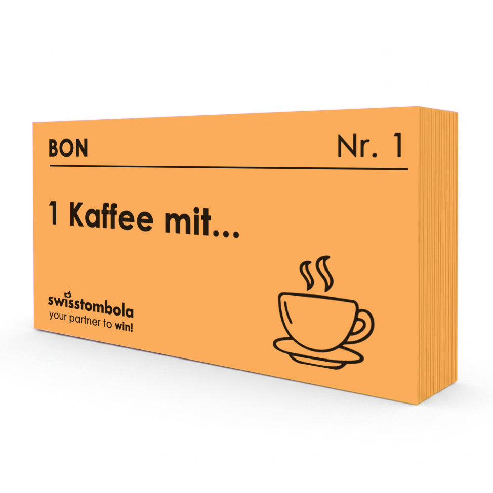 100 Gutscheine am Block, nummeriert, 1 Kaffee mit ..