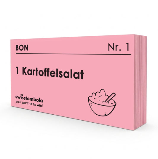 100 Gutscheine am Block, nummeriert, 1 Kartoffelsalat