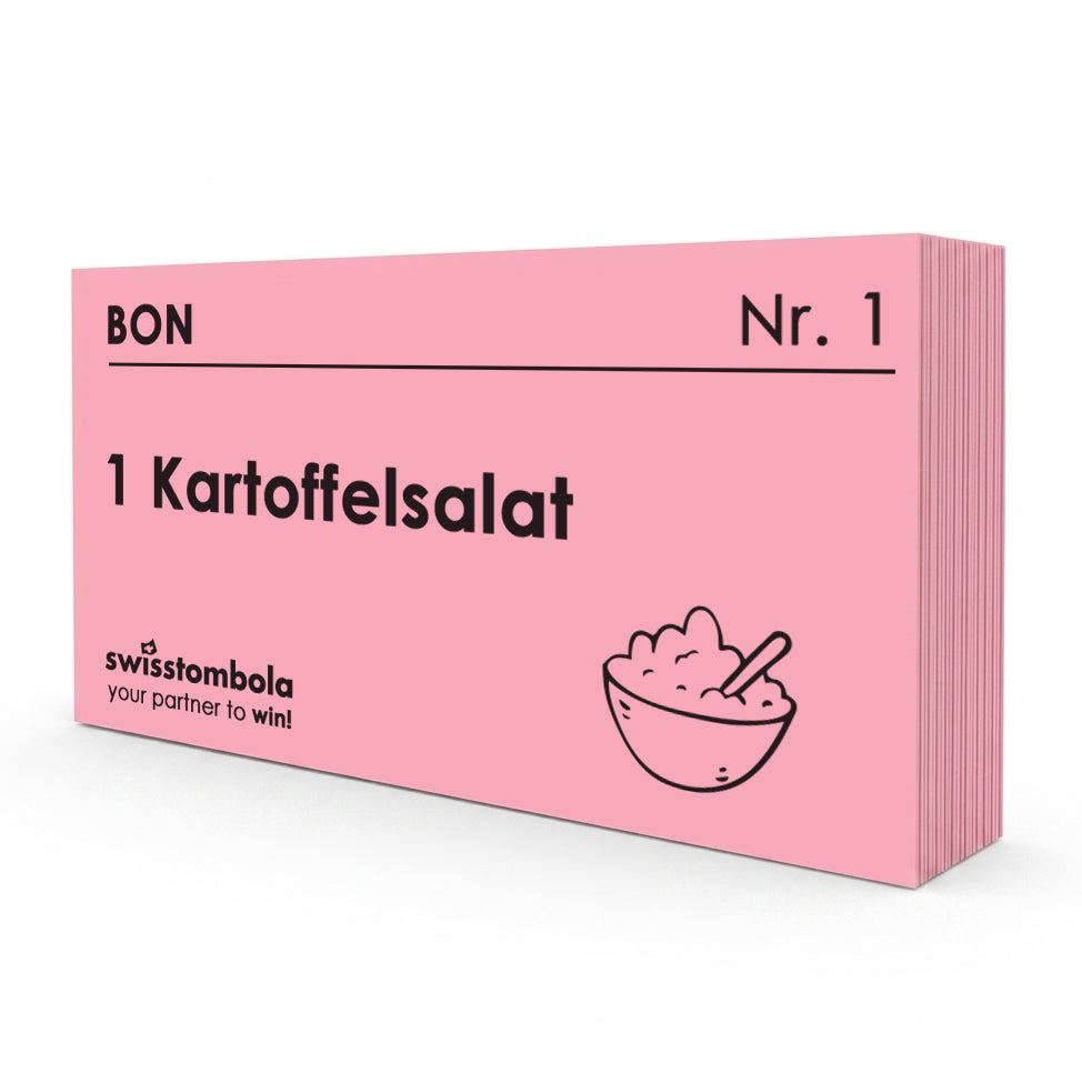100 Gutscheine am Block, nummeriert, 1 Kartoffelsalat