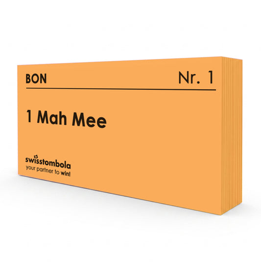 100 Gutscheine am Block, nummeriert, 1 Mah Mee