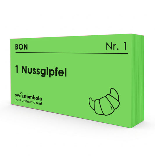 100 Gutscheine am Block, nummeriert, 1 Nussgipfel