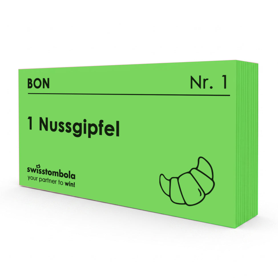 100 Gutscheine am Block, nummeriert, 1 Nussgipfel