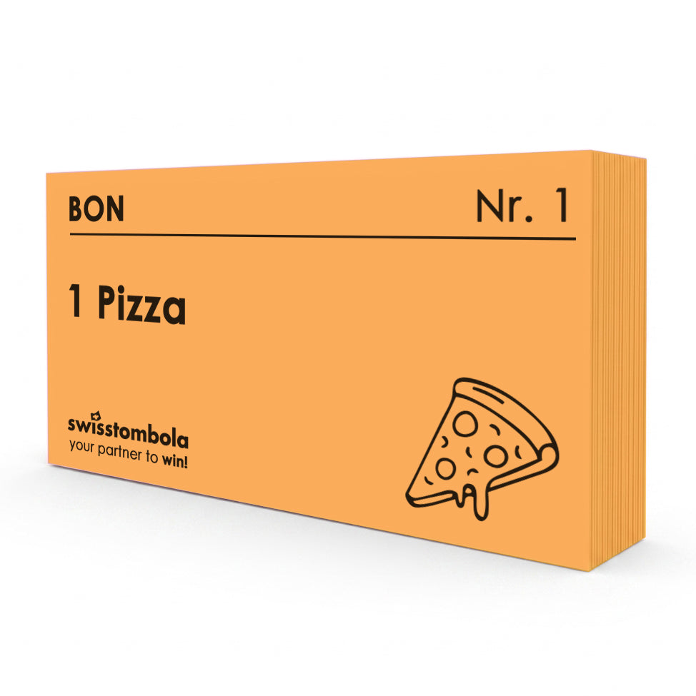 100 Gutscheine am Block, nummeriert, 1 Pizza