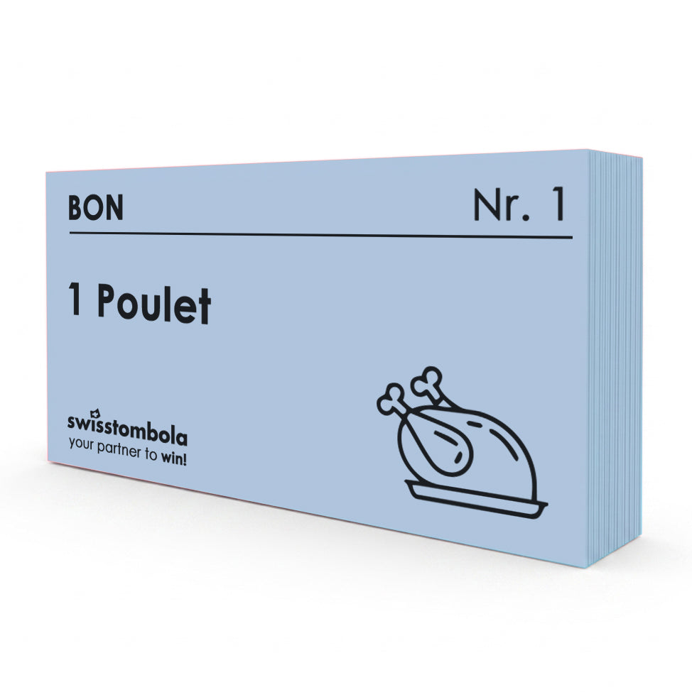 100 Gutscheine am Block, nummeriert, 1 Poulet