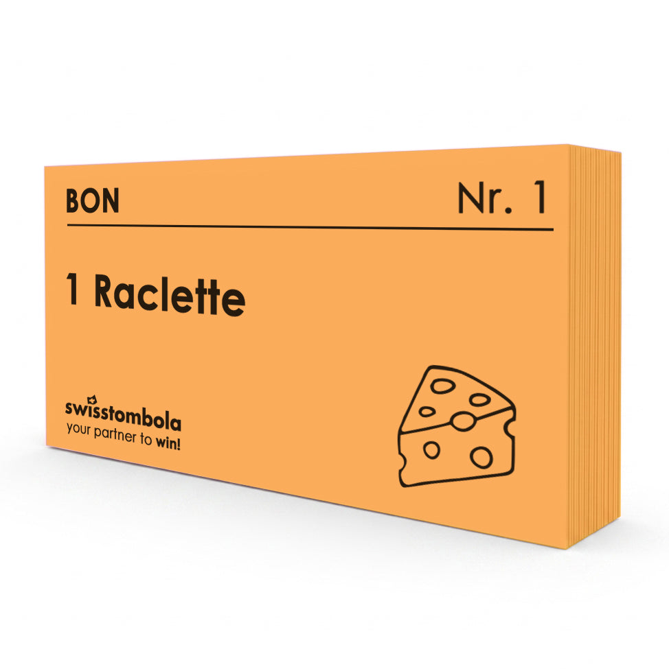 100 Gutscheine am Block, nummeriert, 1 Raclette