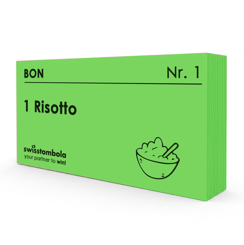100 Gutscheine am Block, nummeriert, 1 Risotto