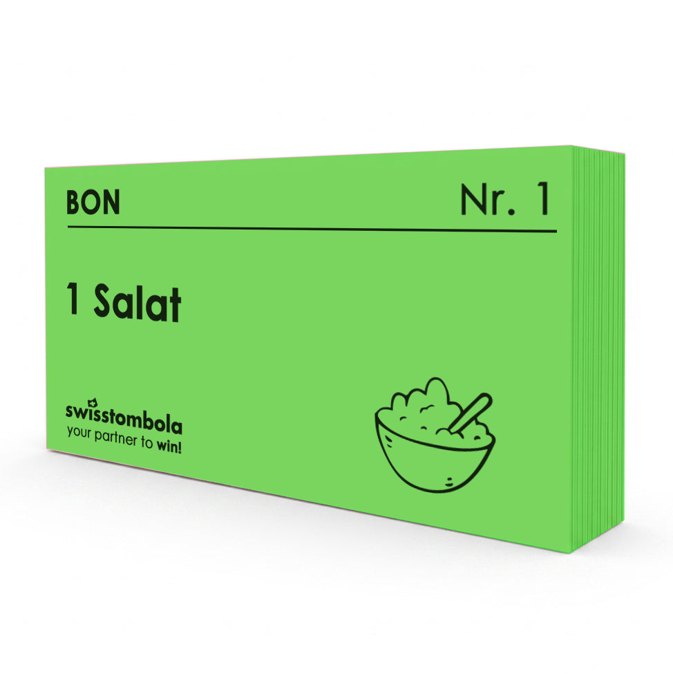 100 Gutscheine am Block, nummeriert, 1 Salat