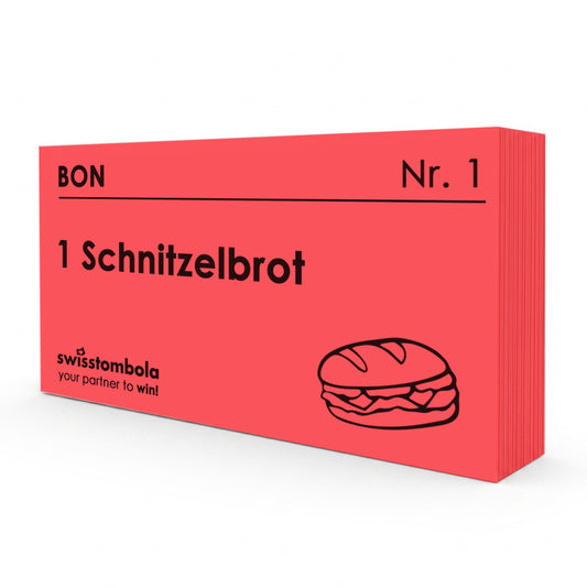 100 Gutscheine am Block, nummeriert, 1 Schnitzelbrot