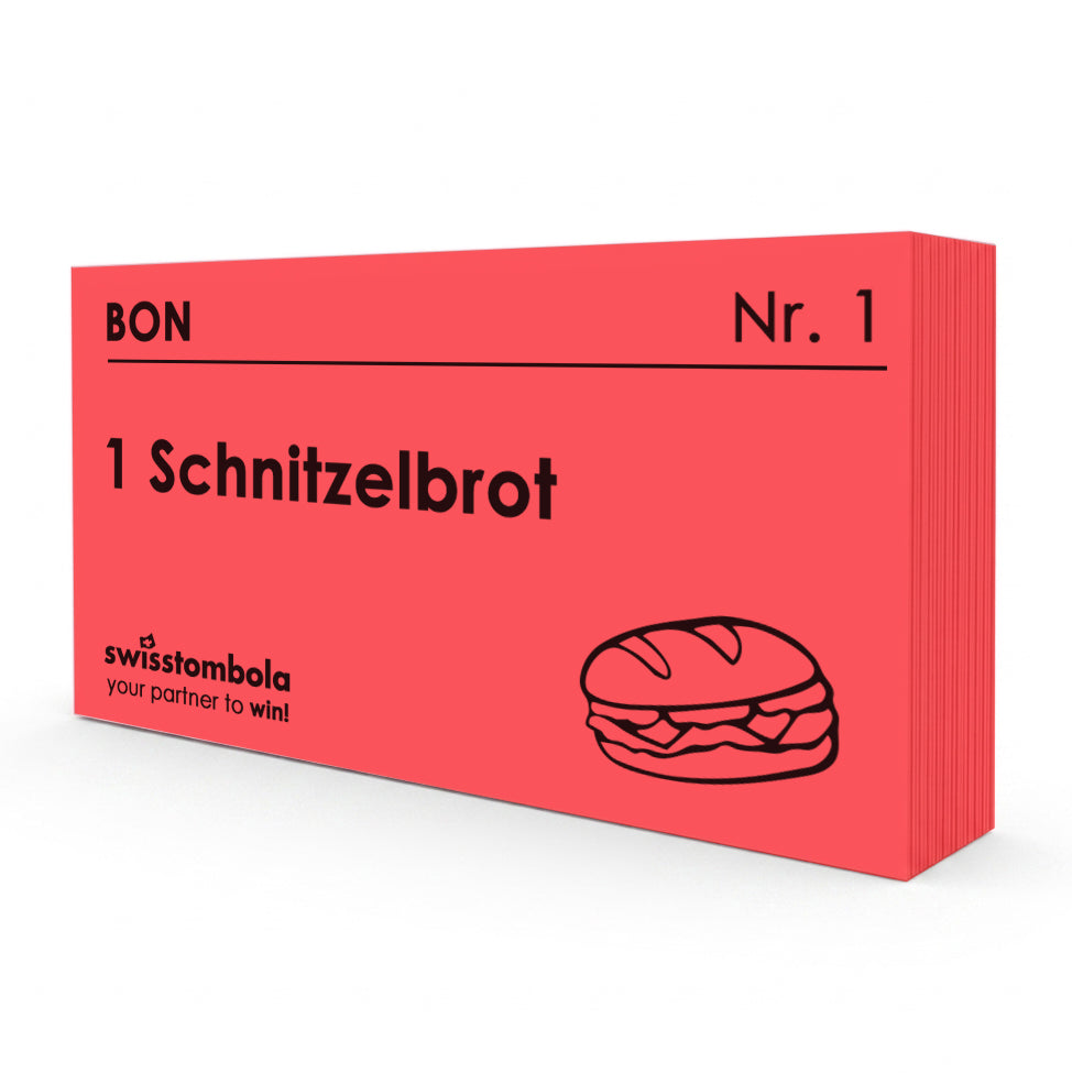 100 Gutscheine am Block, nummeriert, 1 Schnitzelbrot