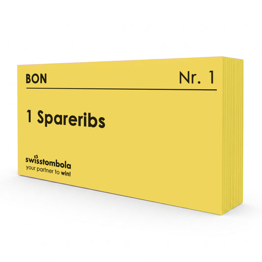 100 Gutscheine am Block, nummeriert, 1 Spareribs