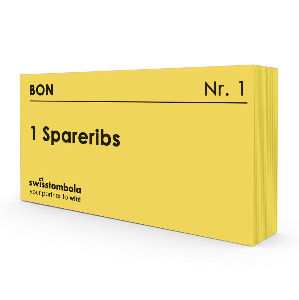 100 Gutscheine am Block, nummeriert, 1 Spareribs