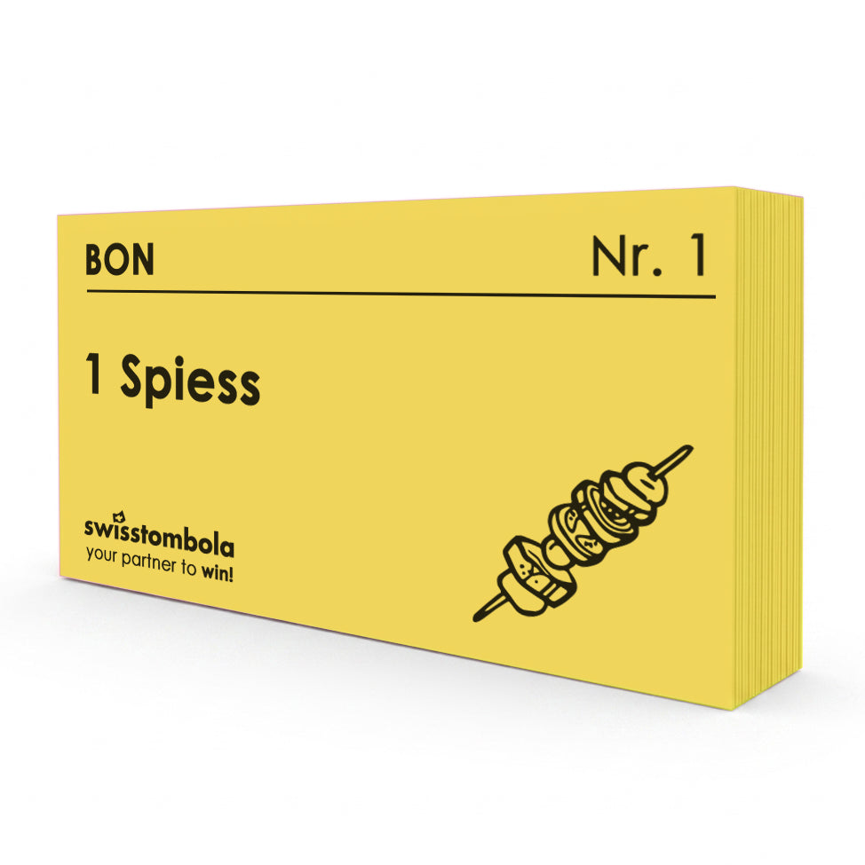 100 Gutscheine am Block, nummeriert, 1 Spiess