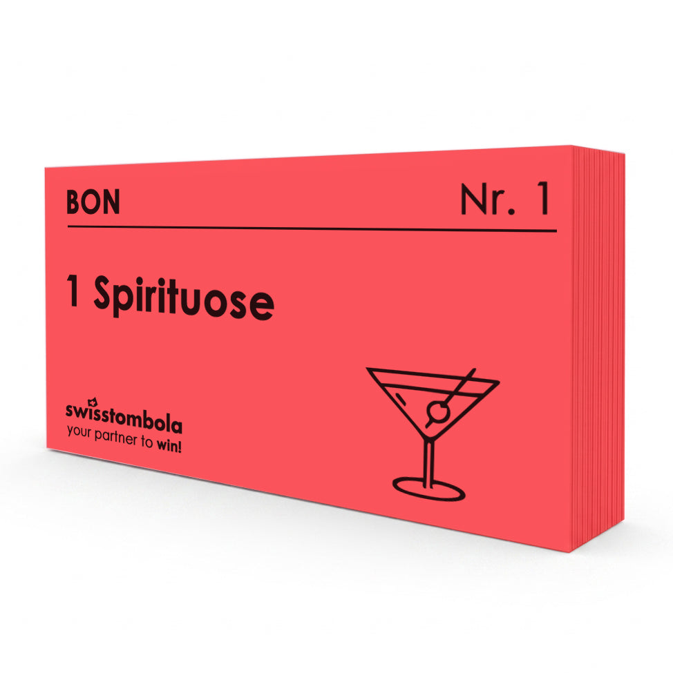 100 Gutscheine am Block, nummeriert, 1 Spirituose