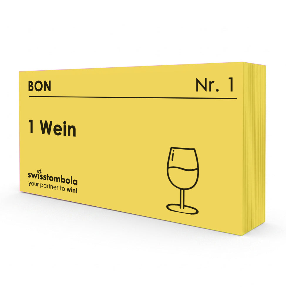 100 Gutscheine am Block, nummeriert, 1 Wein